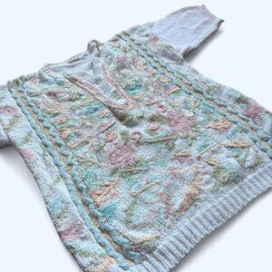 vintage pastel floral knit short sleeve sweater 🌸